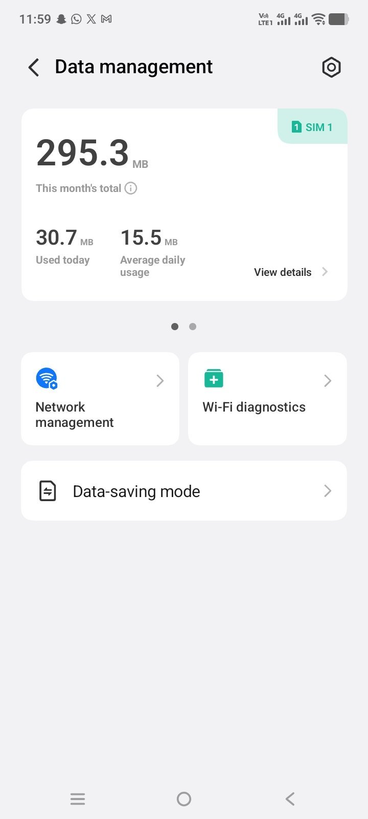 Monthly data management screen