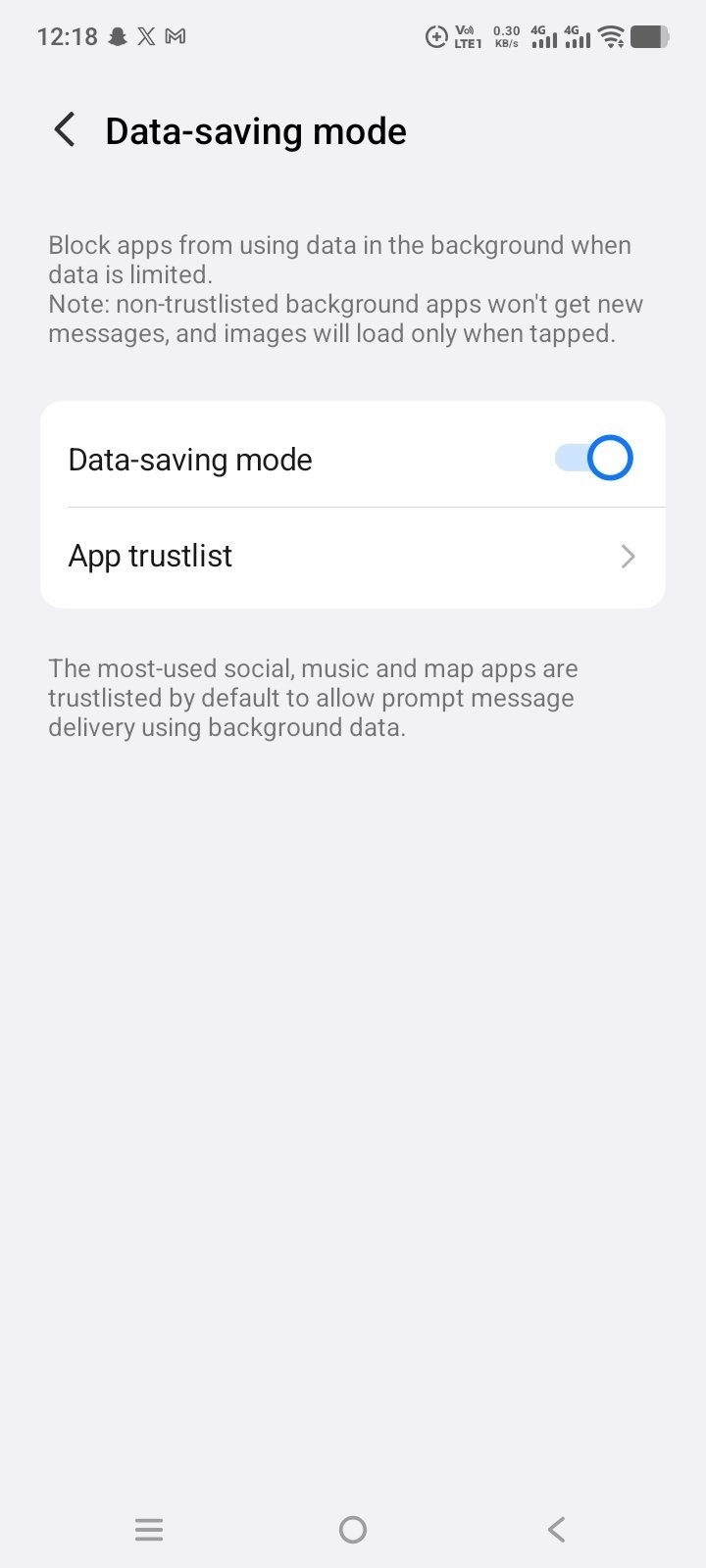 Data saving mode turned on