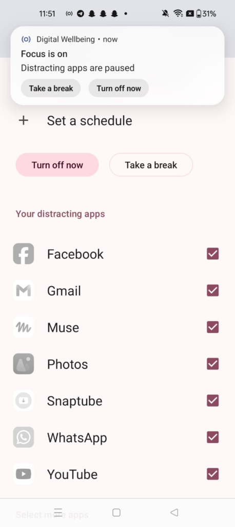 iPhone Focus mode turned on