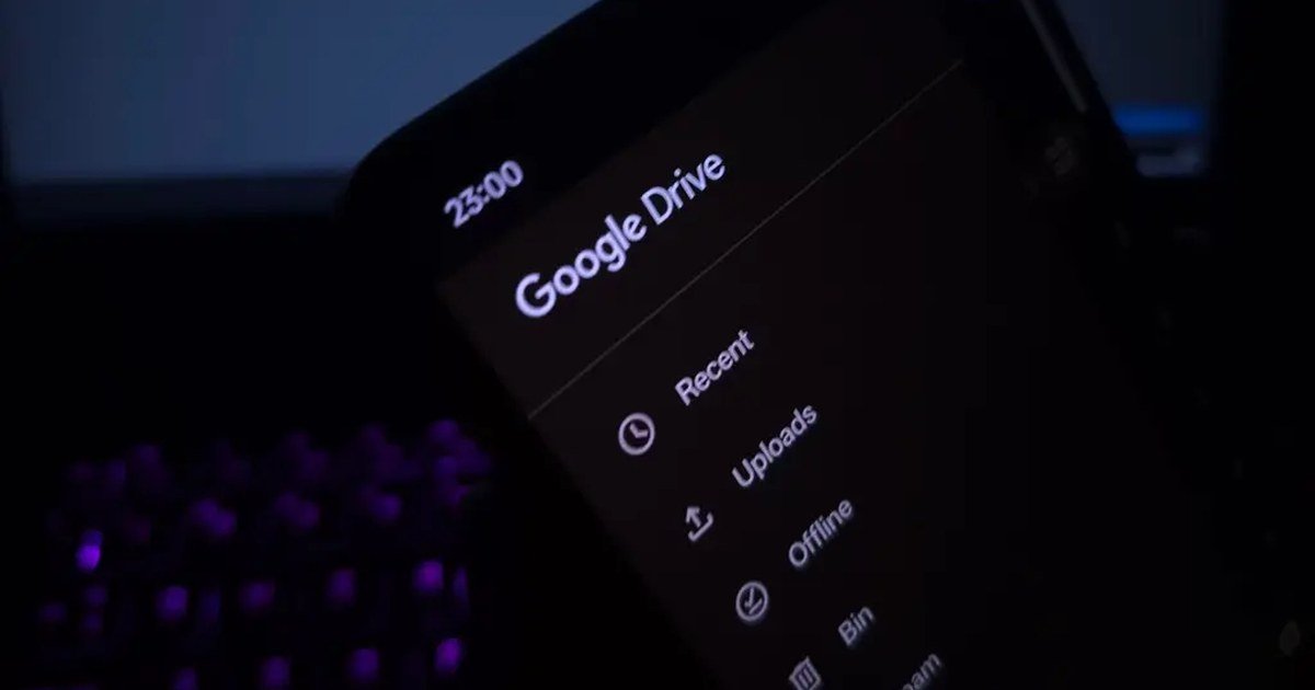 Google Drive menu on a phone showing the Bin where deleted files still take up storage