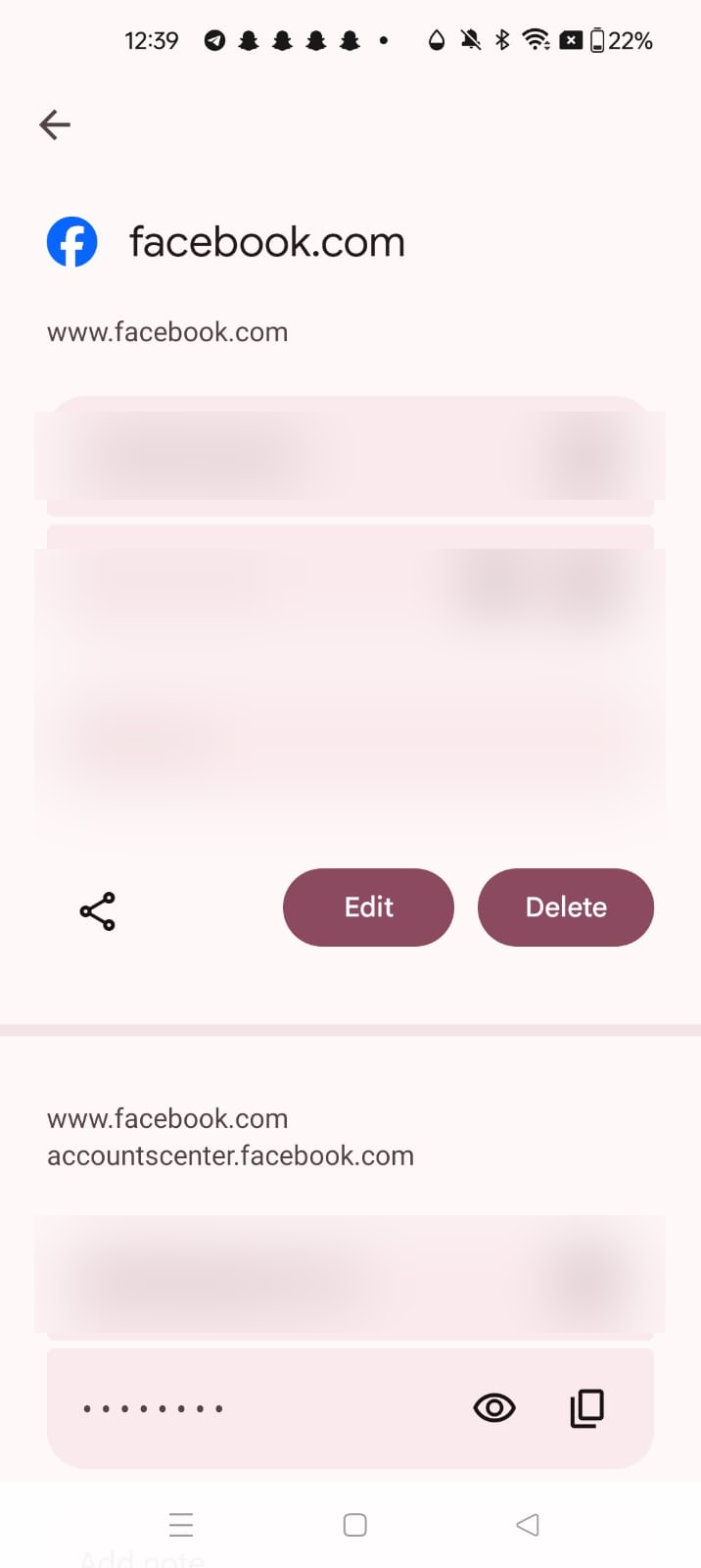 Saved passwords in Google Password Manager (usernames blurred for privacy)